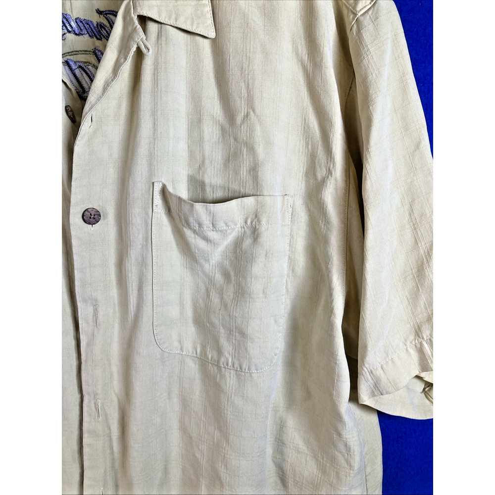 Tommy Bahama Shirt Mens XL Ivory 100% Polynosic Rayon Embroidered Golf Back - Picture 5 of 16